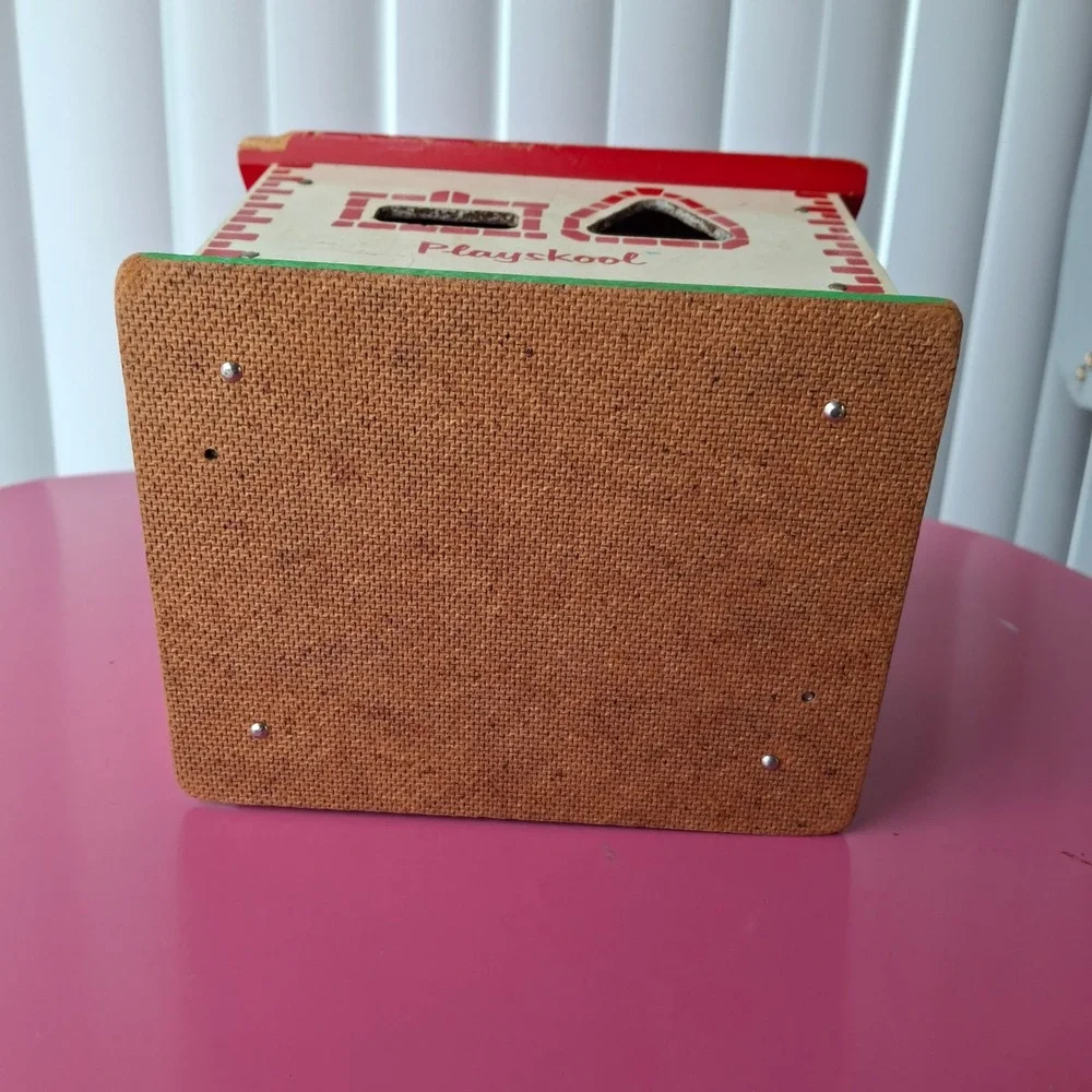 Vintage Playskool The House Jack Built Wooden Toy Shape Sorter House Mid Century